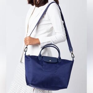 Navy Longchamp Le Pliage Neo Bag with strap